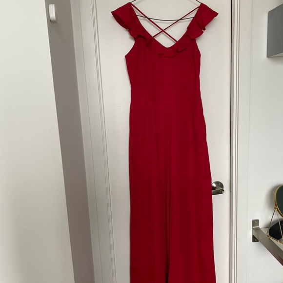 POINTSETTIA RUFFLE FRONT JUMPSUIT, Line & Dot - Picture 3 of 7